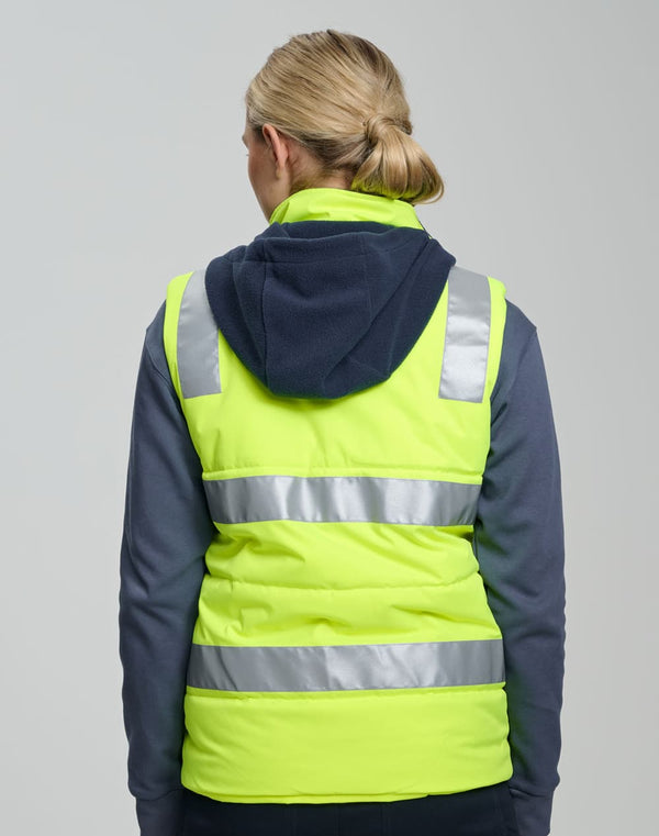 Unisex Hi Vis Hooded Puffer Vest [53-SW93]