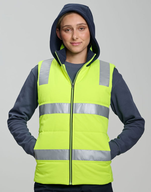 Unisex Hi Vis Hooded Puffer Vest [53-SW93]