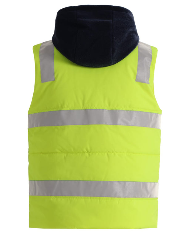 Unisex Hi Vis Hooded Puffer Vest [53-SW93]