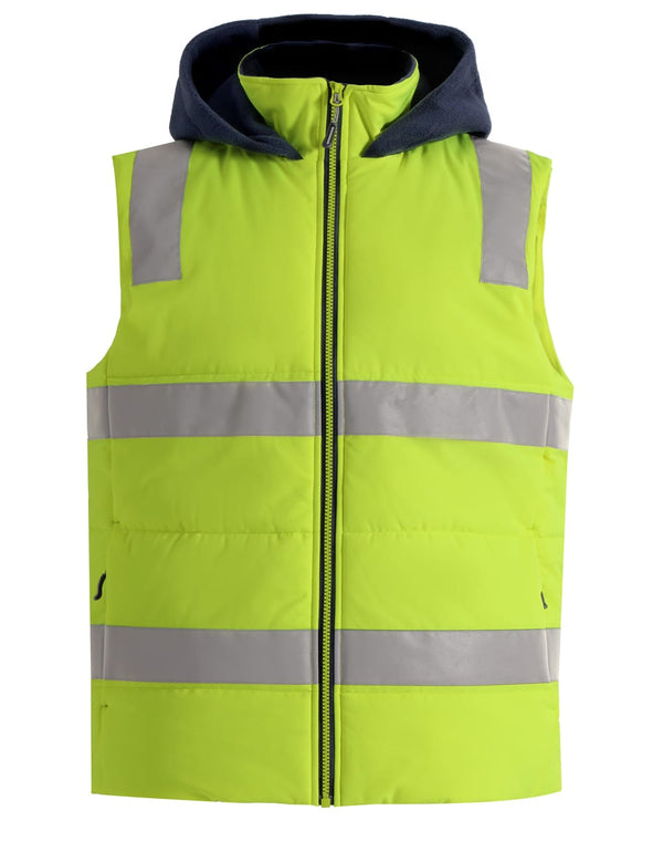 Unisex Hi Vis Hooded Puffer Vest [53-SW93]
