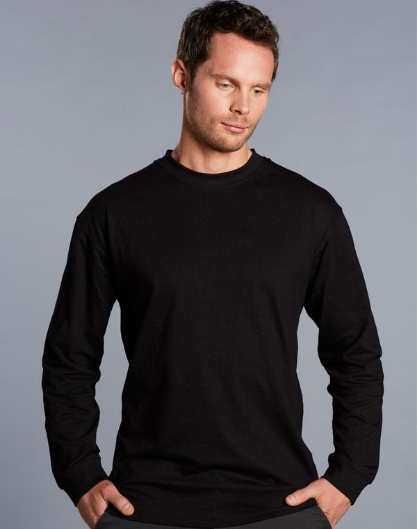 mens cotton crew neck L/S tee [53-TS02]