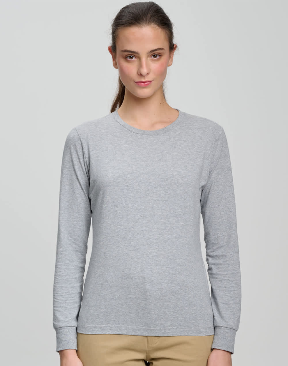 Ladies Premium Cotton Face L/S Tee Shirt [53-TS48]