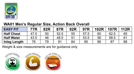 Mens Action Back Overall Regular [53-WA01]