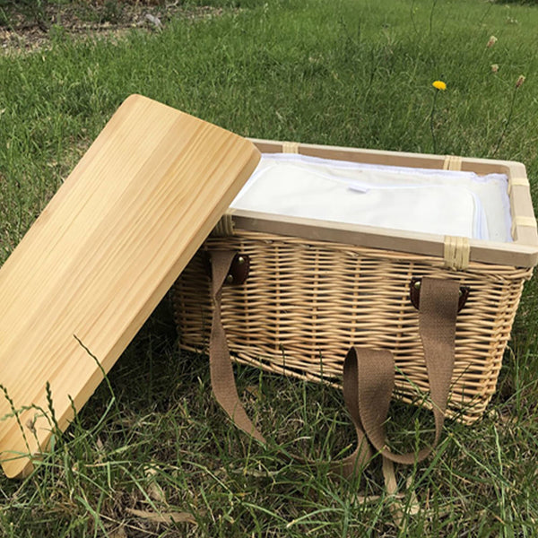 Gold Coast Wicker Picnic Cooler Basket Square [19-WCB002]