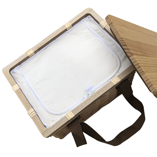 Gold Coast Wicker Picnic Cooler Basket Square [19-WCB002]