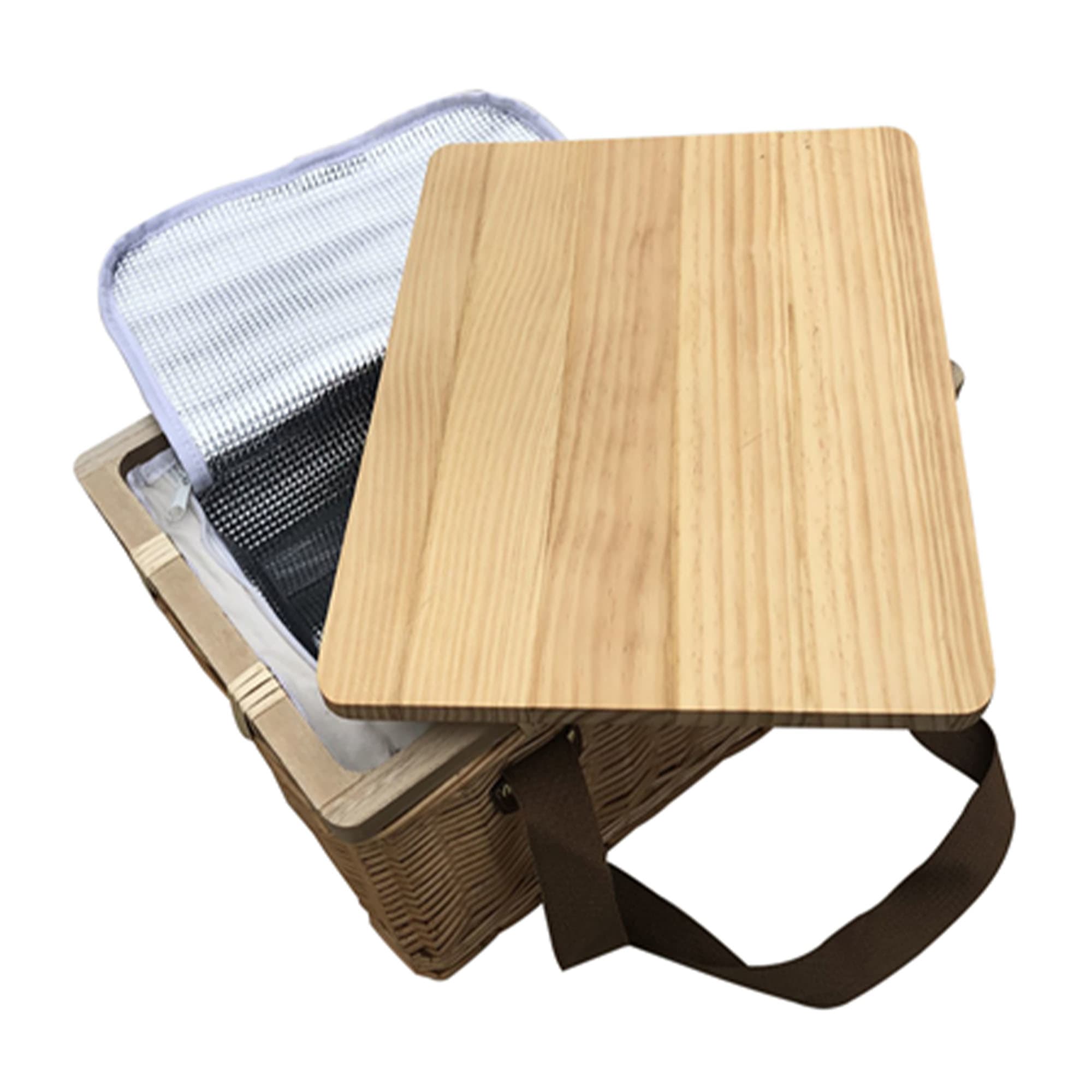 Gold Coast Wicker Picnic Cooler Basket Square [19-WCB002]