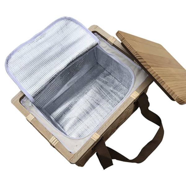 Gold Coast Wicker Picnic Cooler Basket Square [19-WCB002]