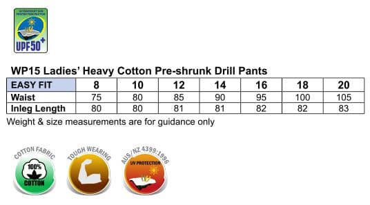 Ladies Heavy Cotton Drill Cargo Pants [53-WP15]