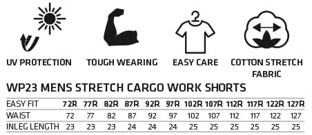 Mens Stretch Cargo Work Shorts With Design Panel Treatments [53-WP23]