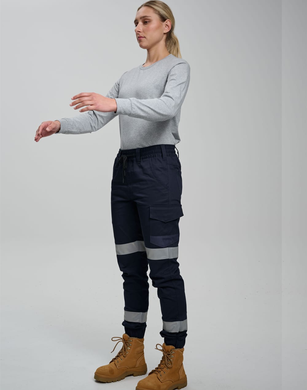Cotton Stretch Drill Cuffed Work Pants With Tapes [53-WP28HV]