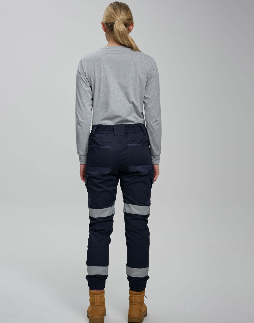 Cotton Stretch Drill Cuffed Work Pants With Tapes [53-WP28HV]