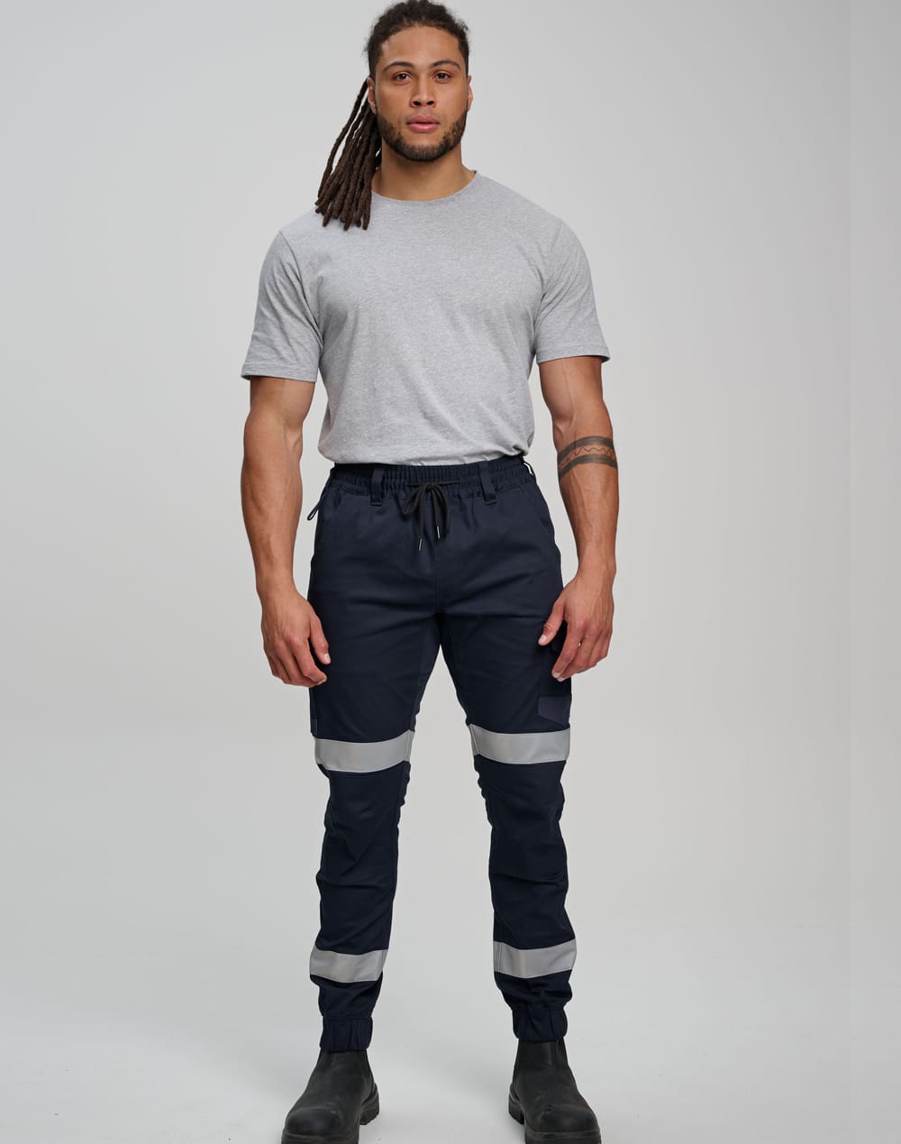 Cotton Stretch Drill Cuffed Work Pants With Tapes [53-WP28HV]