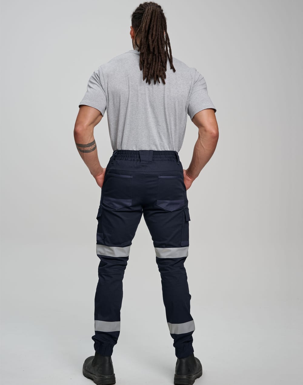 Cotton Stretch Drill Cuffed Work Pants With Tapes [53-WP28HV]