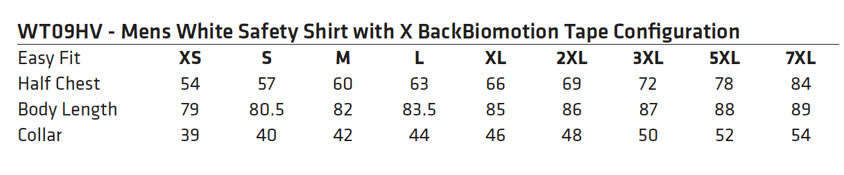 Mens White Safety Shirt With X Back Biomotion Tape Configuration [53-WT09HV]