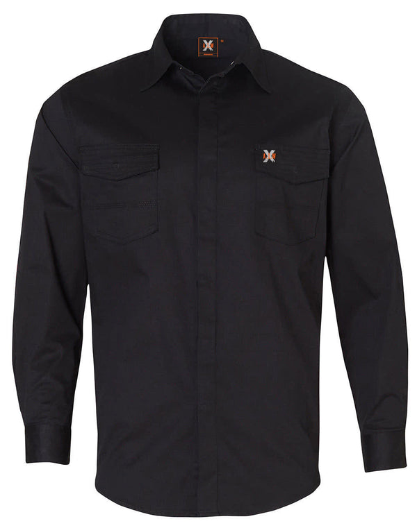 Mens Stretch Work Shirt With 2 Front Flap Pockets [53-WT10]