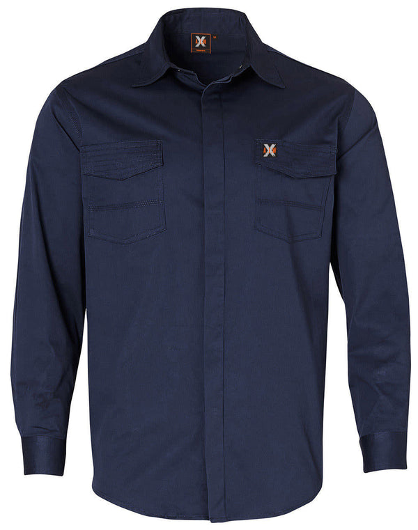 Mens Stretch Work Shirt With 2 Front Flap Pockets [53-WT10]