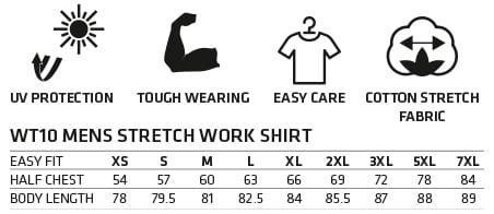 Mens Stretch Work Shirt With 2 Front Flap Pockets [53-WT10]