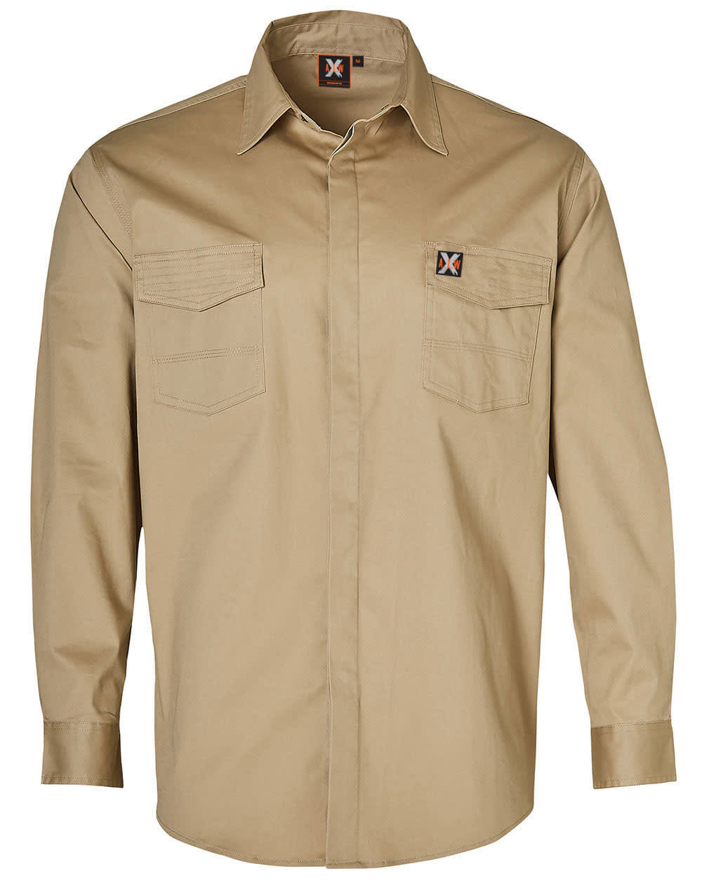 Mens Stretch Work Shirt With 2 Front Flap Pockets [53-WT10]